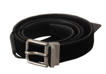 Dolce & Gabbana Elegant Black Cotton-Leather D&G Belt - 85 cm / 34 Inches