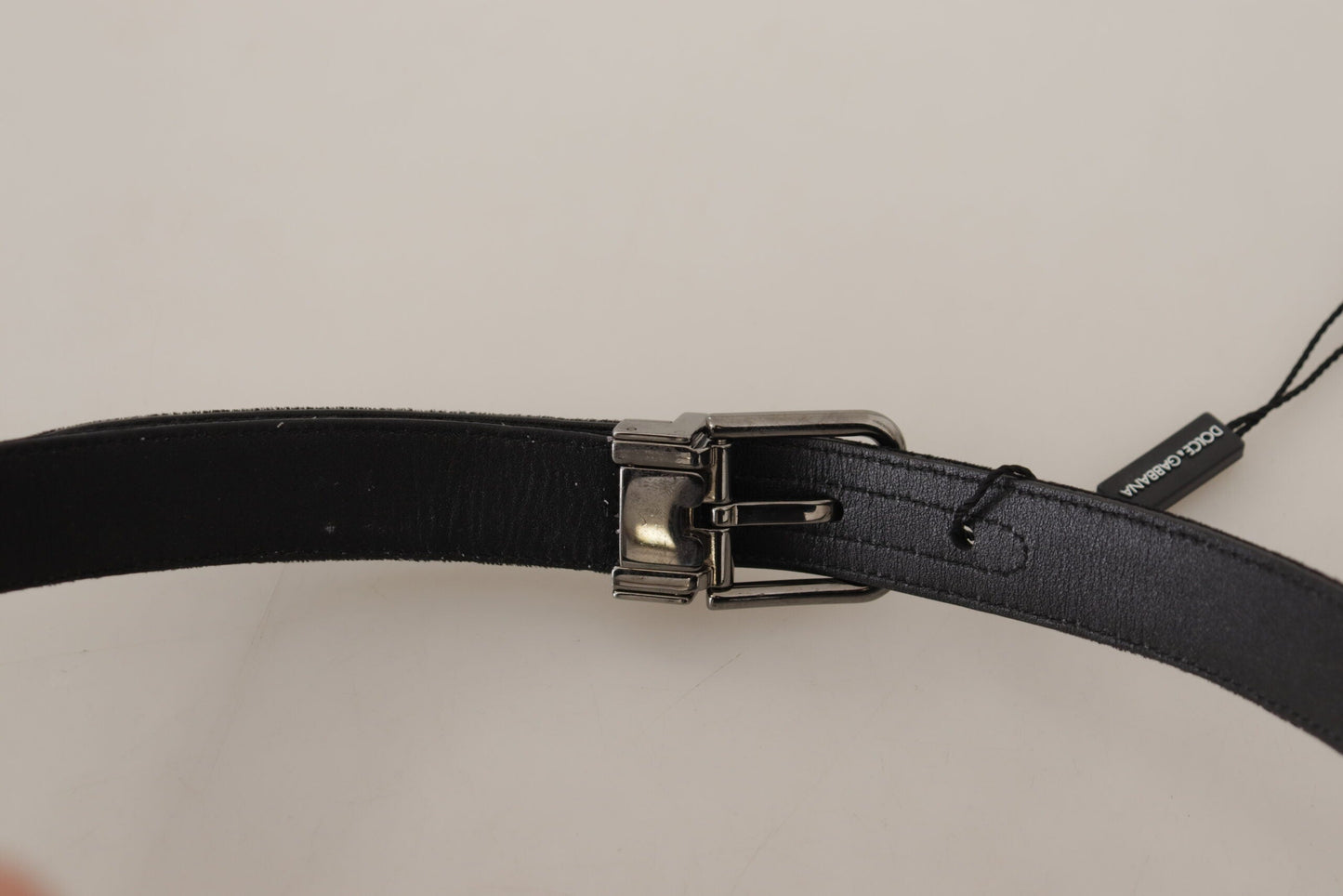 Dolce & Gabbana Elegant Black Cotton-Leather D&G Belt - 85 cm / 34 Inches