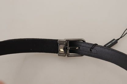 Dolce & Gabbana Elegant Black Cotton-Leather D&G Belt - 85 cm / 34 Inches