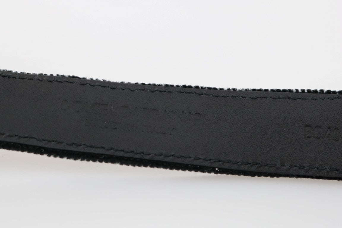 Dolce & Gabbana Elegant Black Cotton-Leather Men’s Belt - 80 cm / 32 Inches