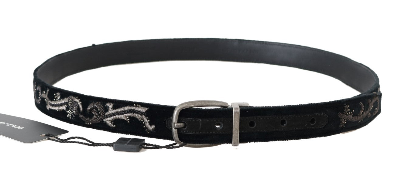 Dolce & Gabbana Elegant Black Cotton-Leather Men’s Belt - 80 cm / 32 Inches