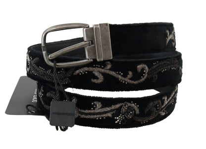 Dolce & Gabbana Elegant Black Cotton-Leather Men’s Belt - 80 cm / 32 Inches