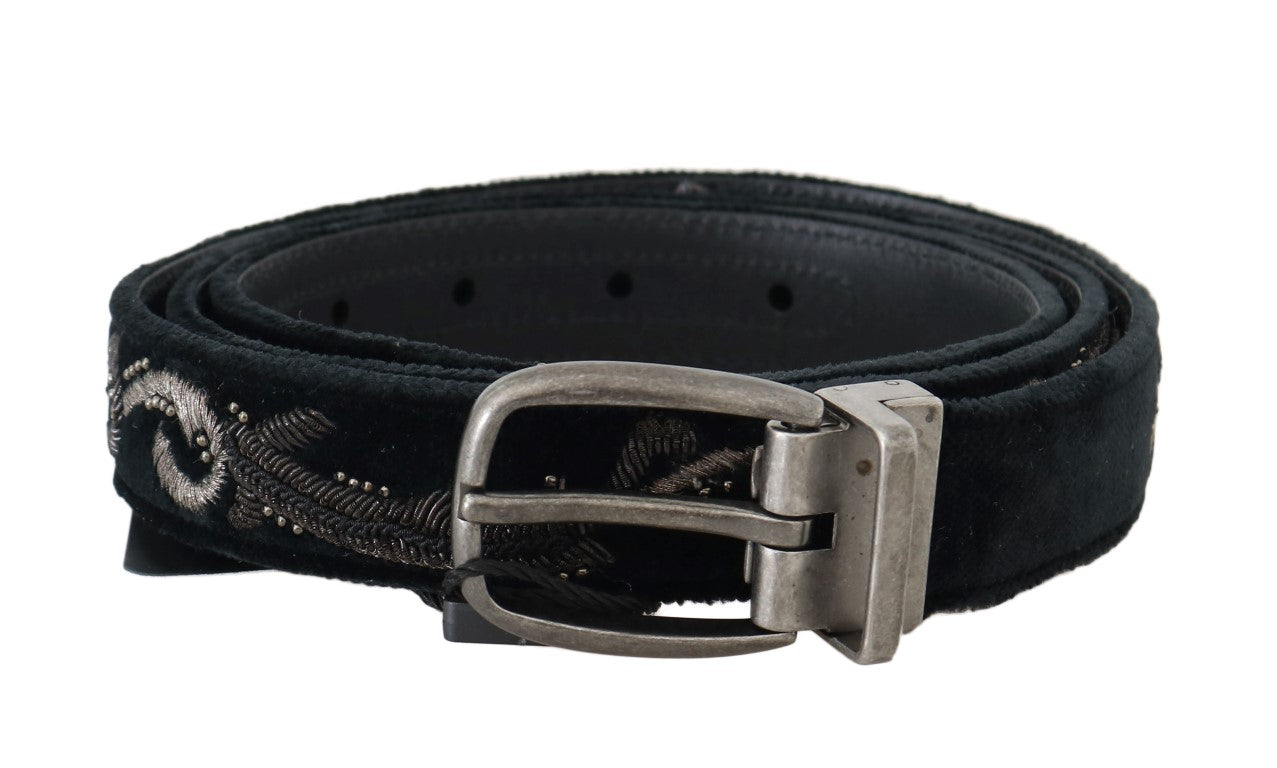 Dolce & Gabbana Elegant Black Cotton-Leather Men’s Belt - 80 cm / 32 Inches