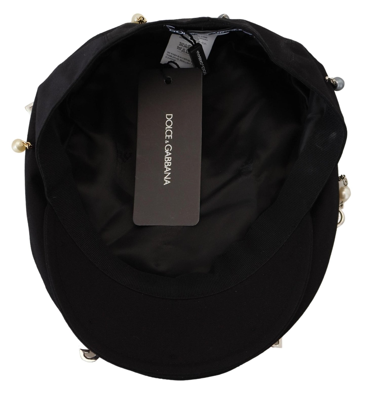 Dolce & Gabbana Elegant Black Cotton Newsboy Hat - 58 cm|M