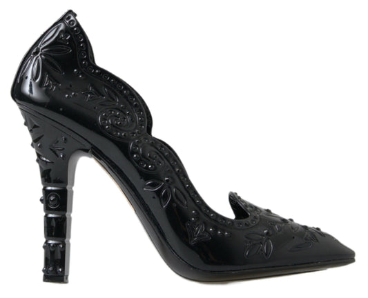 Dolce & Gabbana Elegant Black Crystal Cinderella Pumps - EU39/US8.5