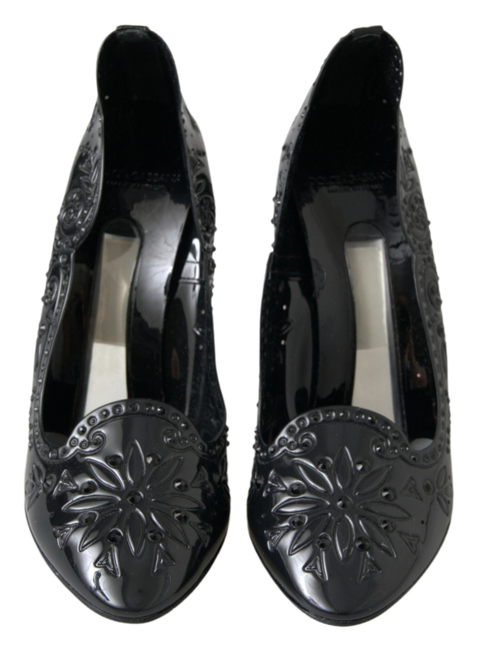 Dolce & Gabbana Elegant Black Crystal Cinderella Pumps - EU39/US8.5