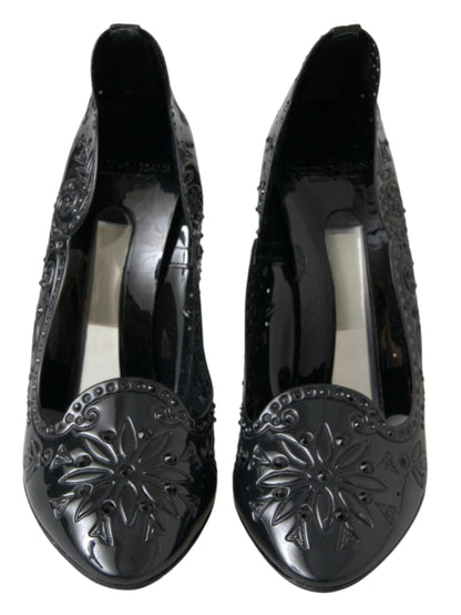 Dolce & Gabbana Elegant Black Crystal Cinderella Pumps - EU39/US8.5