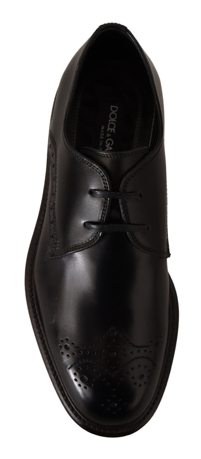 Dolce & Gabbana Elegant Black Derby Dress Shoes - EU39/US6