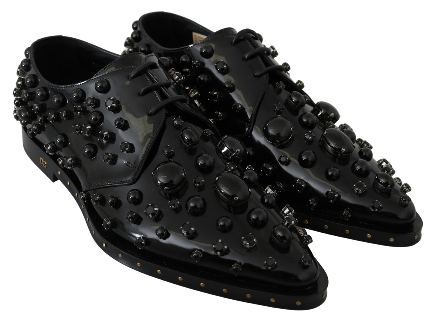 Dolce & Gabbana Elegant Black Dress Shoes with Crystals - EU39/US8.5