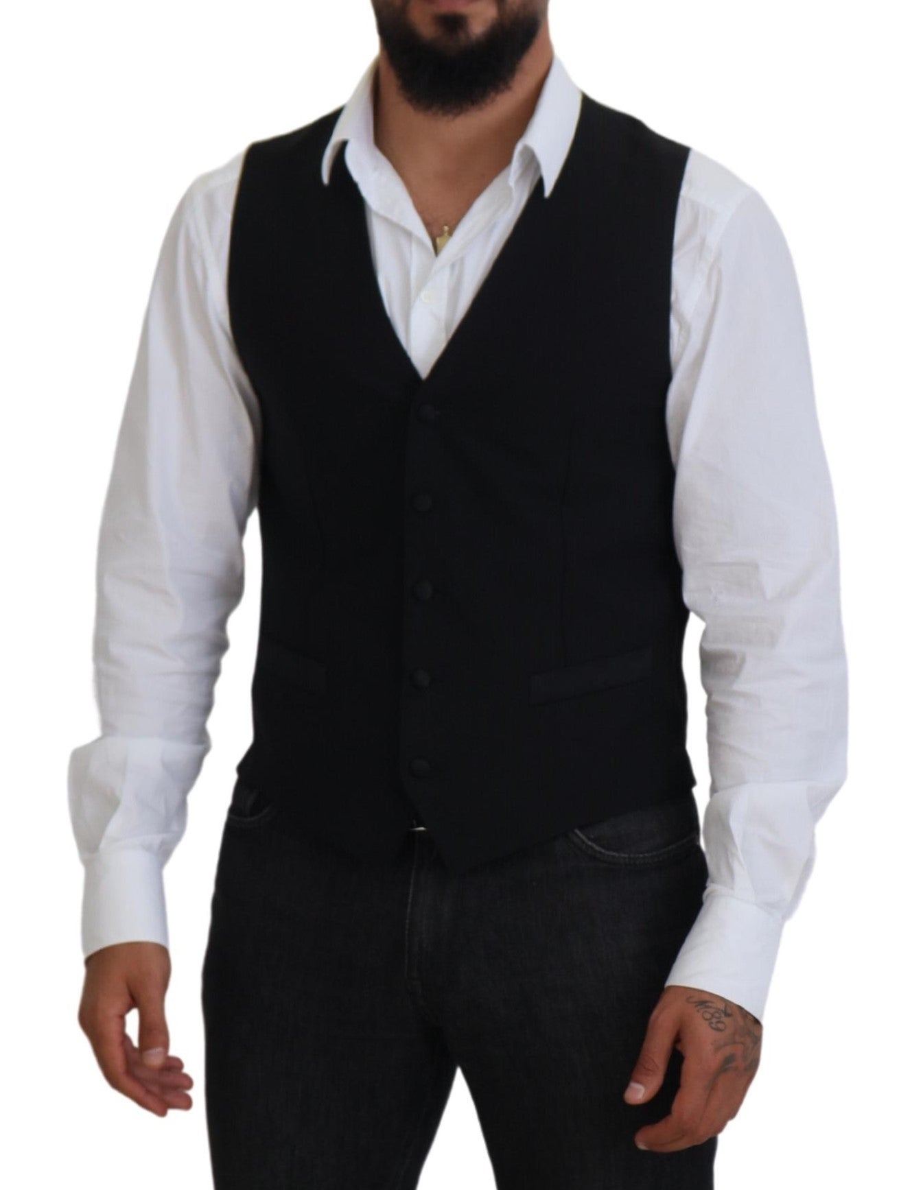 Dolce & Gabbana Elegant Black Formal Dress Vest - IT48 | M