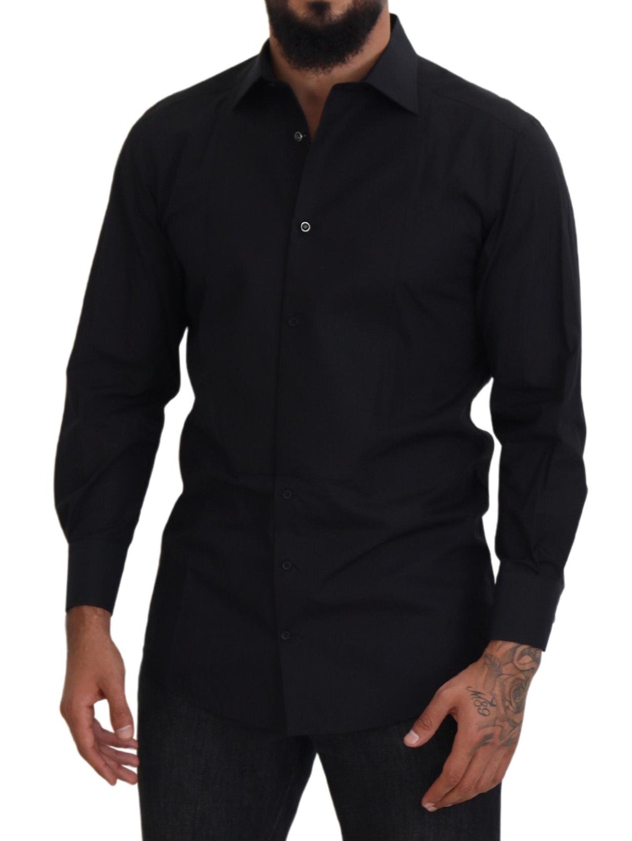 Dolce & Gabbana Elegant Black Formal Long Sleeve Shirt - IT41 | L