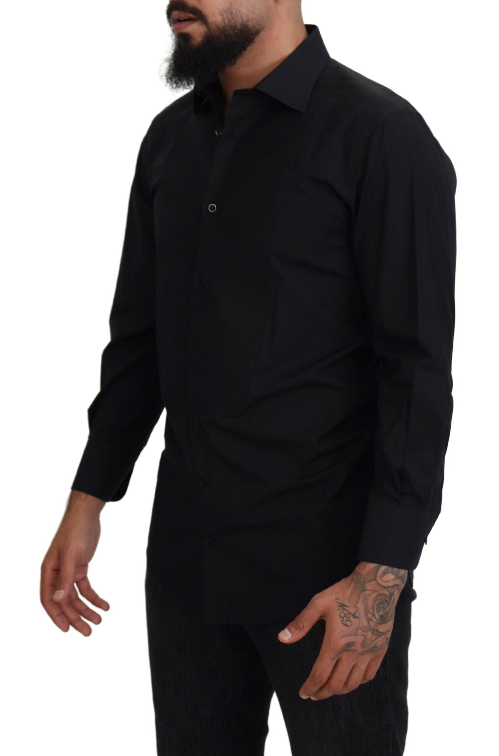 Dolce & Gabbana Elegant Black Formal Long Sleeve Shirt - IT41 | L