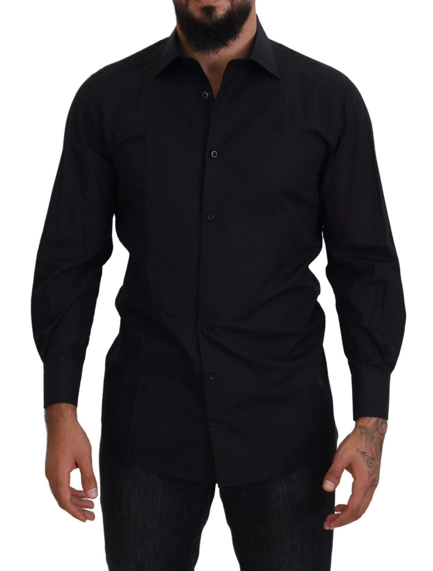 Dolce & Gabbana Elegant Black Formal Long Sleeve Shirt - IT41 | L