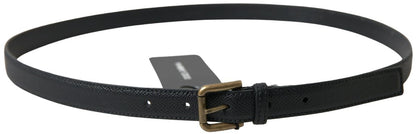 Dolce & Gabbana Elegant Black Italian Leather Belt - 100 cm / 40 Inches