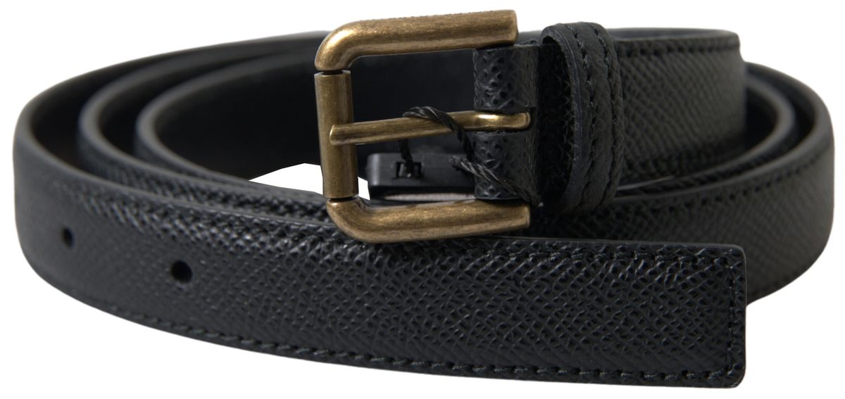 Dolce & Gabbana Elegant Black Italian Leather Belt - 100 cm / 40 Inches