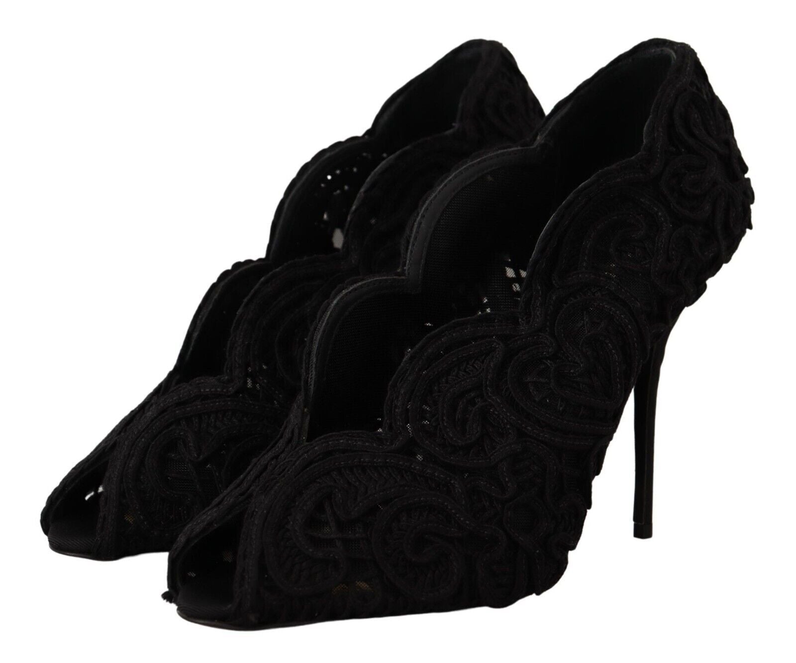 Dolce & Gabbana Elegant Black Lace Stiletto Heels - EU40/US9.5