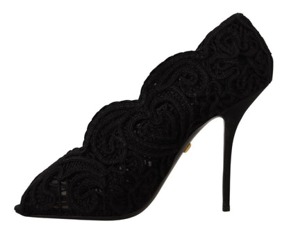 Dolce & Gabbana Elegant Black Lace Stiletto Heels - EU40/US9.5