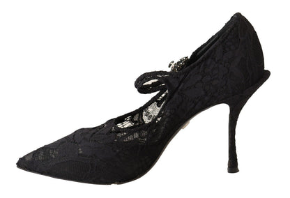 Dolce & Gabbana Elegant Black Lace Stiletto Pumps - EU38/US7.5