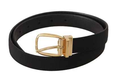 Dolce & Gabbana Elegant Black Leather Belt - 80 cm / 32 Inches