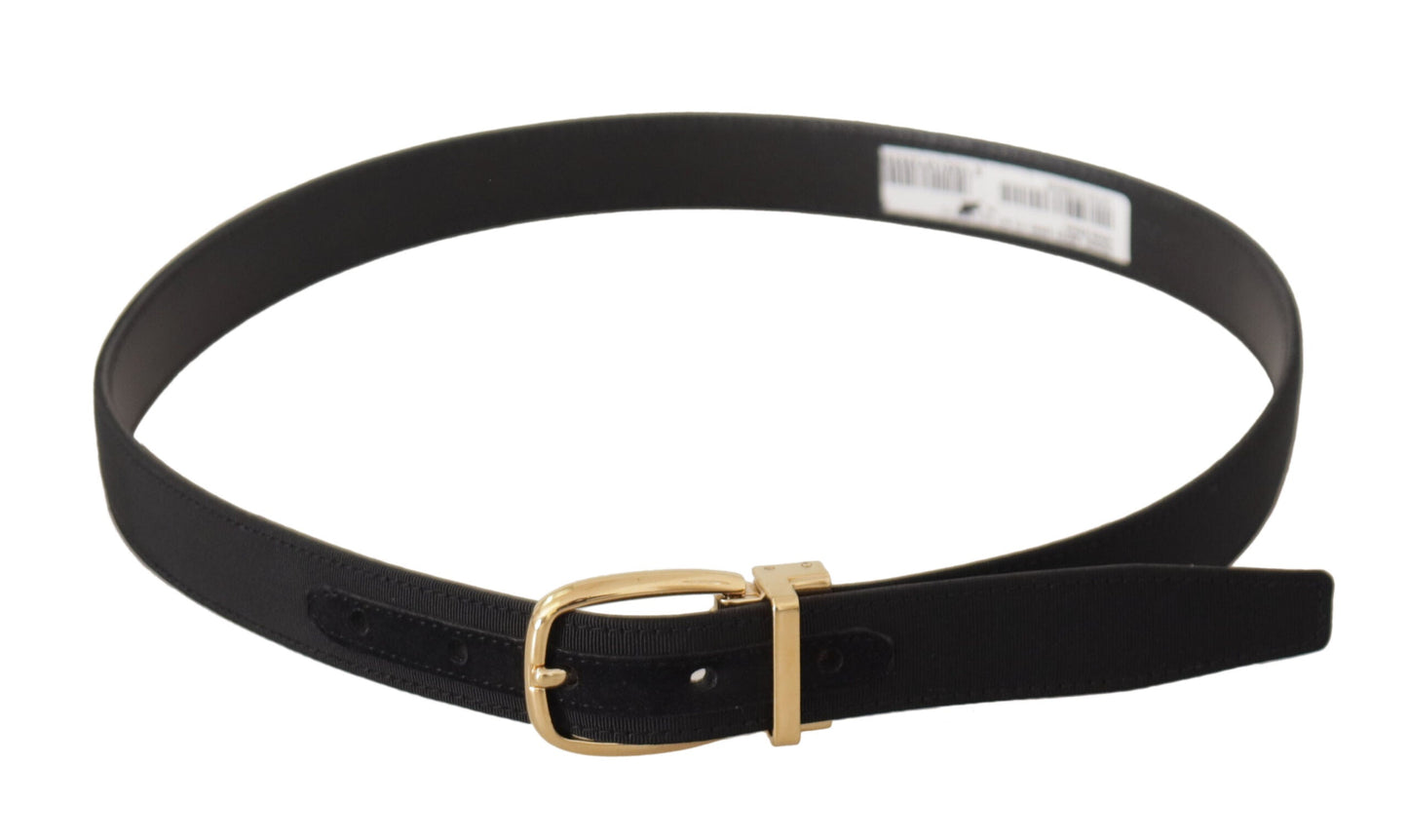 Dolce & Gabbana Elegant Black Leather Belt - 80 cm / 32 Inches