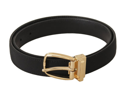 Dolce & Gabbana Elegant Black Leather Belt - 80 cm / 32 Inches