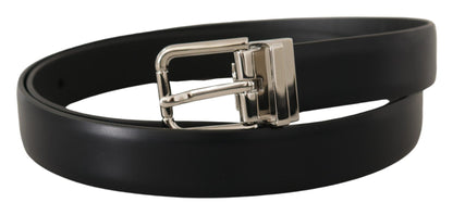 Dolce & Gabbana Elegant Black Leather Belt with Metal Buckle - 100 cm / 40 Inches