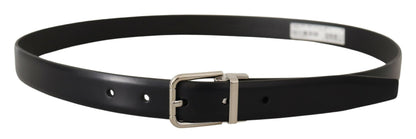 Dolce & Gabbana Elegant Black Leather Belt with Metal Buckle - 100 cm / 40 Inches