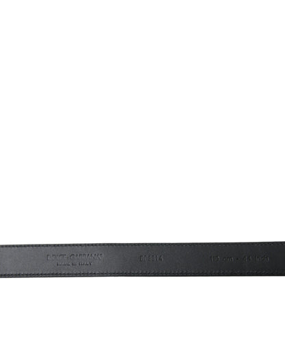 Dolce & Gabbana Elegant Black Leather Belt with Metal Buckle - 110 cm / 44 Inches