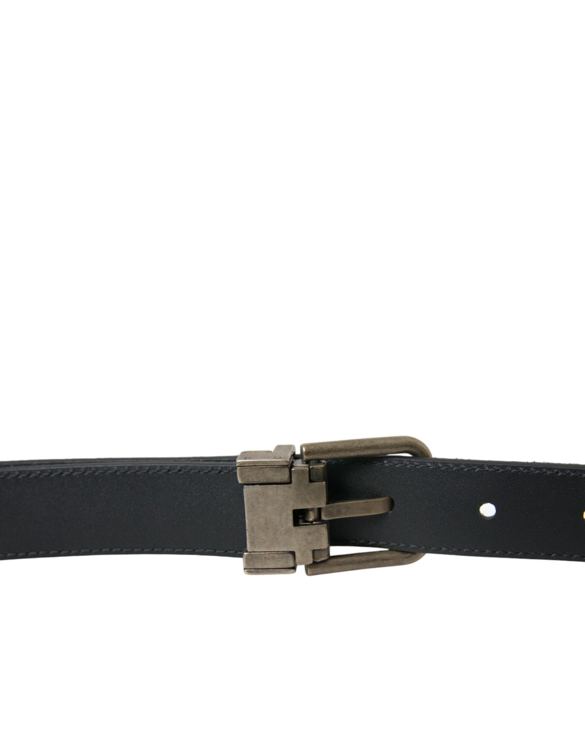 Dolce & Gabbana Elegant Black Leather Belt with Metal Buckle - 110 cm / 44 Inches