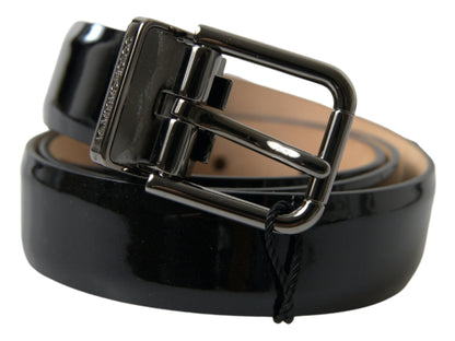 Dolce & Gabbana Elegant Black Leather Belt with Metal Buckle - 75 cm / 30 Inches