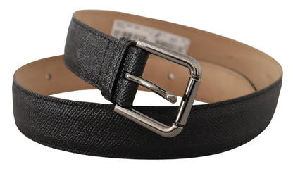 Dolce & Gabbana Elegant Black Leather Belt with Metal Buckle - 75 cm / 30 Inches