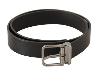 Dolce & Gabbana Elegant Black Leather Belt with Metal Buckle - 80 cm / 32 Inches