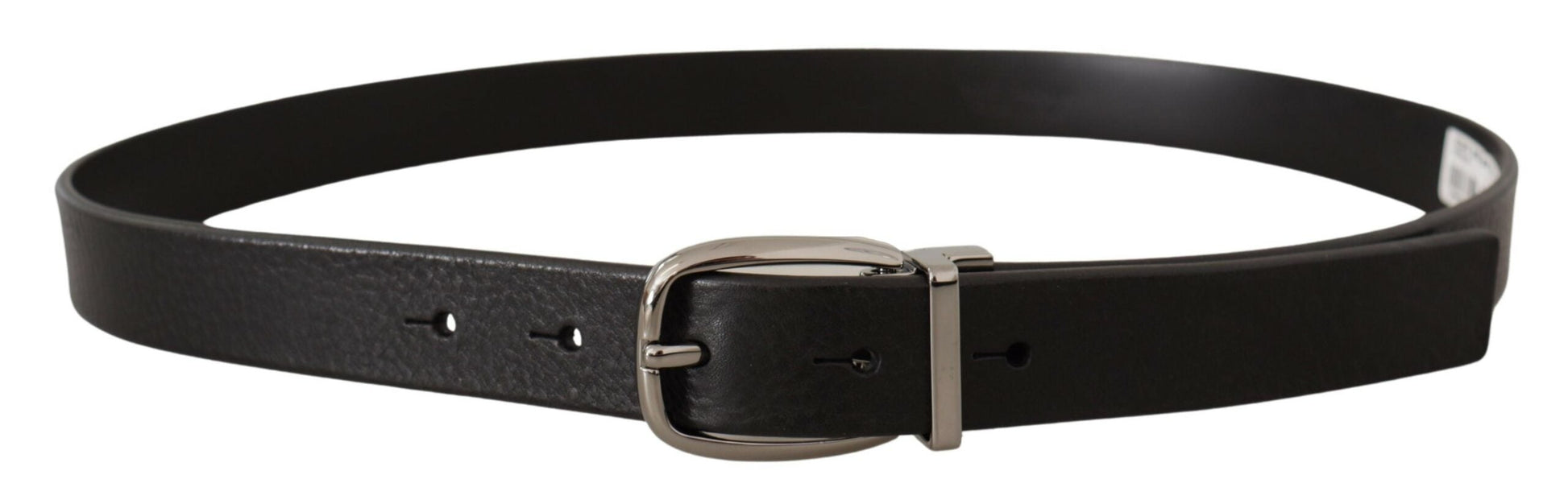 Dolce & Gabbana Elegant Black Leather Belt with Metal Buckle - 80 cm / 32 Inches