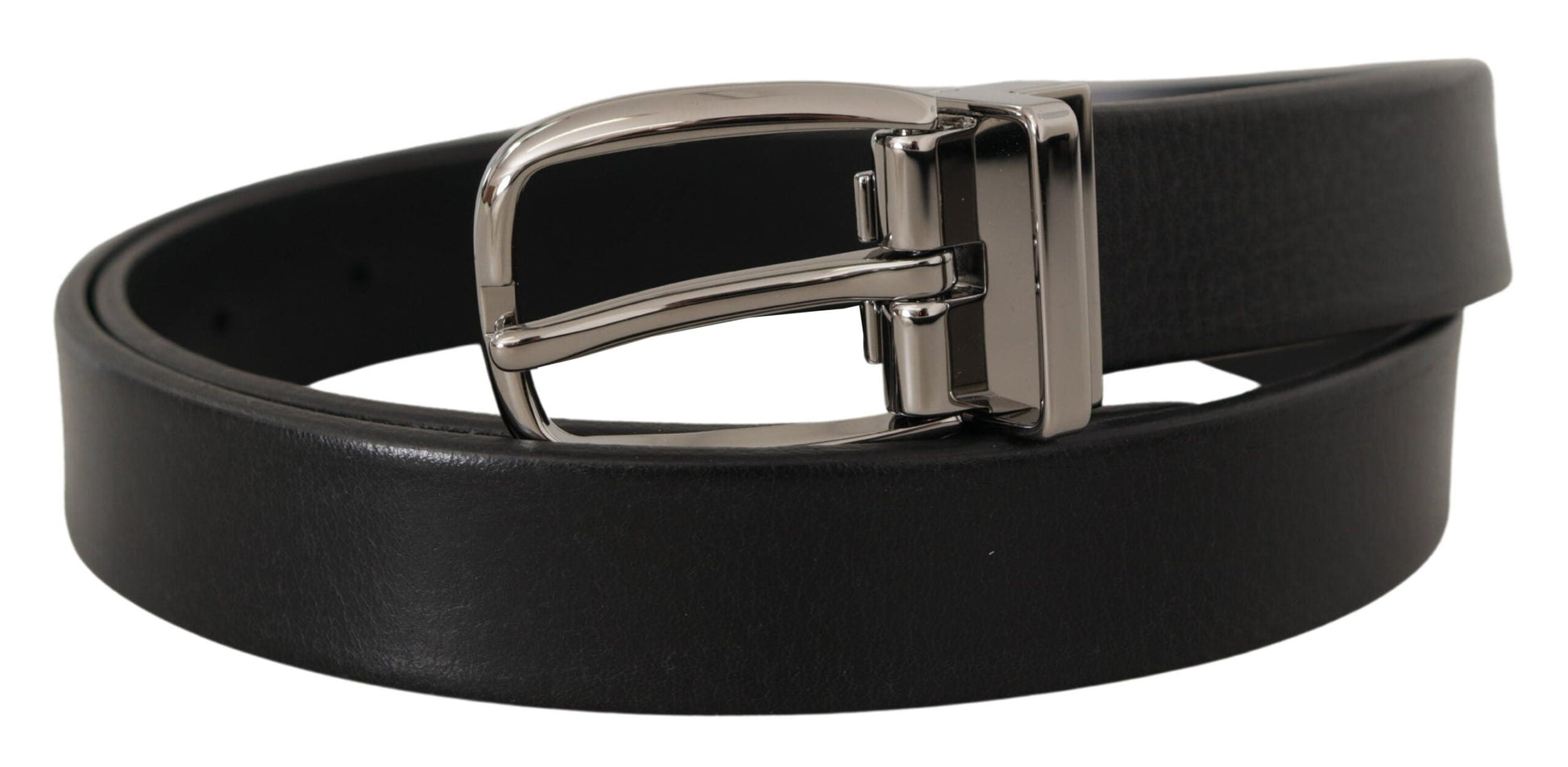 Dolce & Gabbana Elegant Black Leather Belt with Metal Buckle - 80 cm / 32 Inches