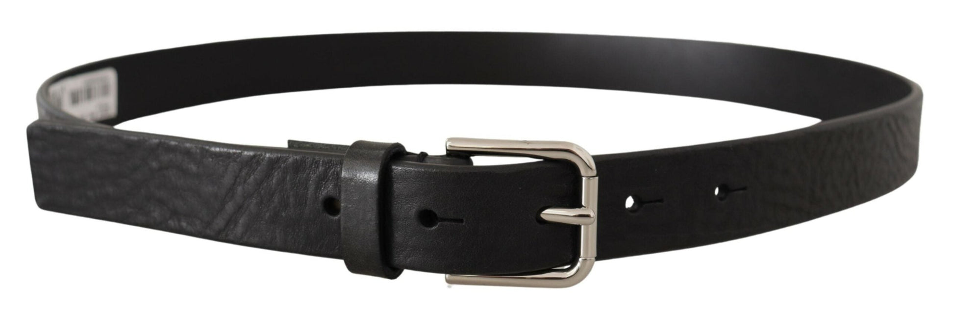 Dolce & Gabbana Elegant Black Leather Belt with Metal Buckle - 80 cm / 32 Inches