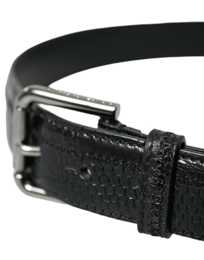 Dolce & Gabbana Elegant Black Leather Belt with Metal Buckle - 80 cm / 32 Inches