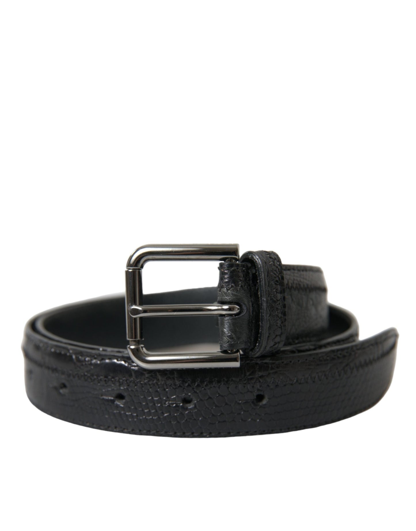 Dolce & Gabbana Elegant Black Leather Belt with Metal Buckle - 80 cm / 32 Inches