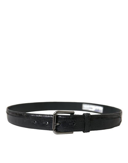 Dolce & Gabbana Elegant Black Leather Belt with Metal Buckle - 80 cm / 32 Inches