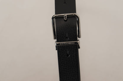 Dolce & Gabbana Elegant Black Leather Belt with Metal Buckle - 80 cm / 32 Inches