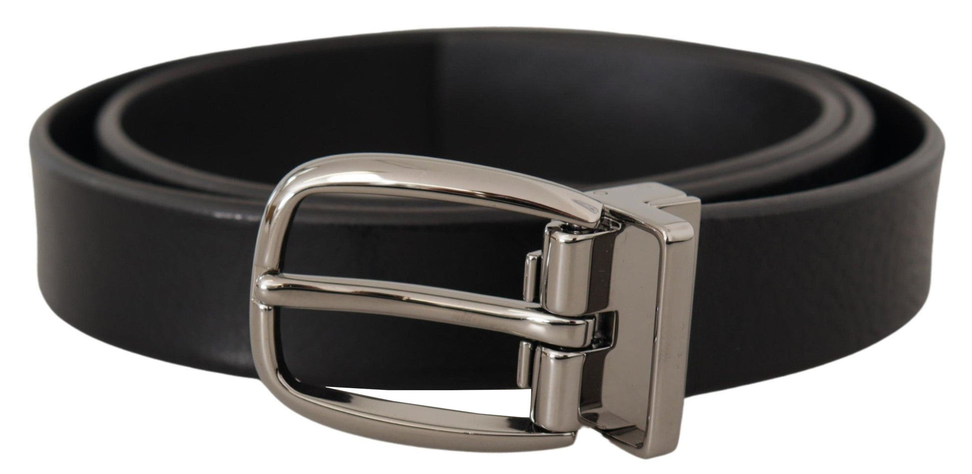 Dolce & Gabbana Elegant Black Leather Belt with Metal Buckle - 80 cm / 32 Inches