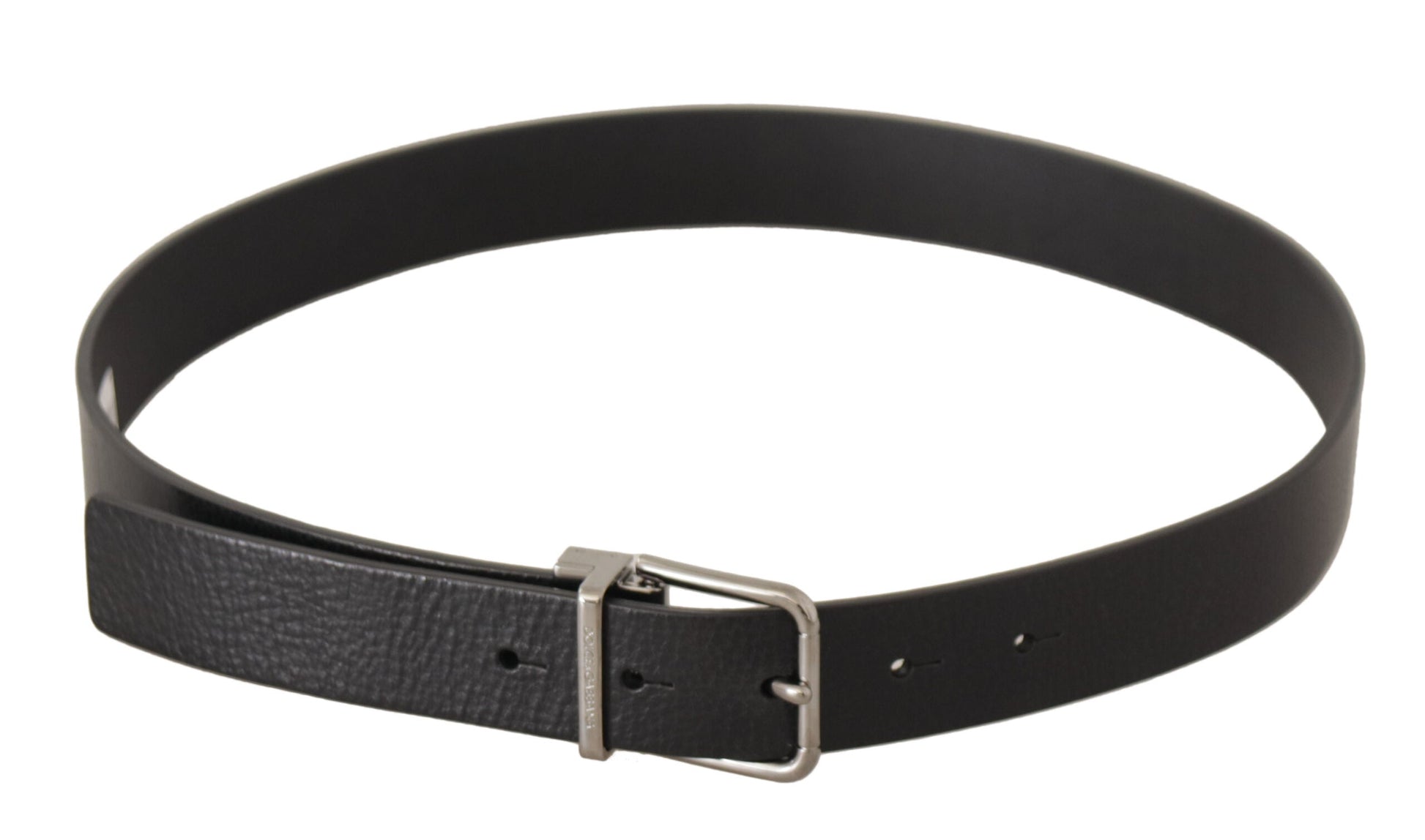 Dolce & Gabbana Elegant Black Leather Belt with Metal Buckle - 80 cm / 32 Inches