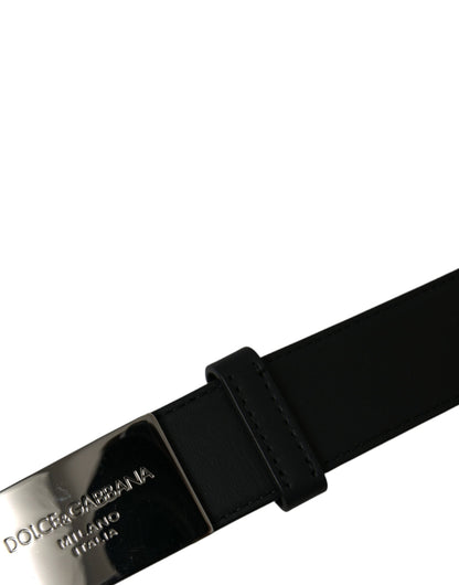 Dolce & Gabbana Elegant Black Leather Belt with Metal Buckle - 80 cm / 32 Inches