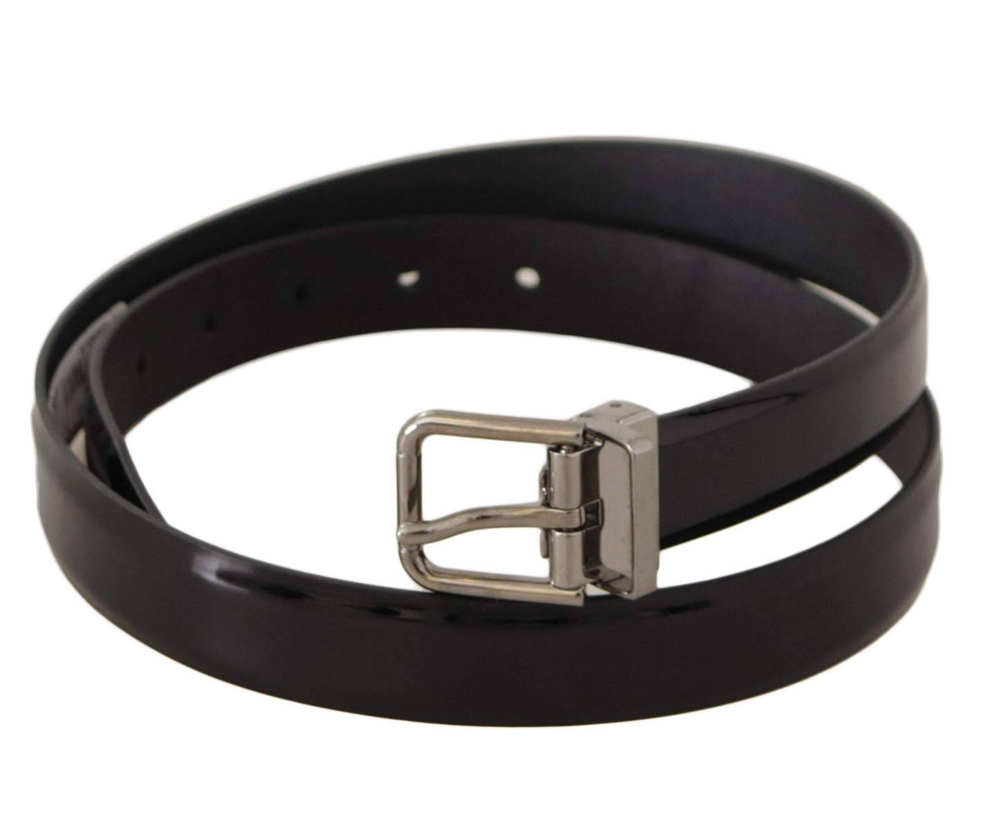 Dolce & Gabbana Elegant Black Leather Belt with Metal Buckle - 85 cm / 34 Inches