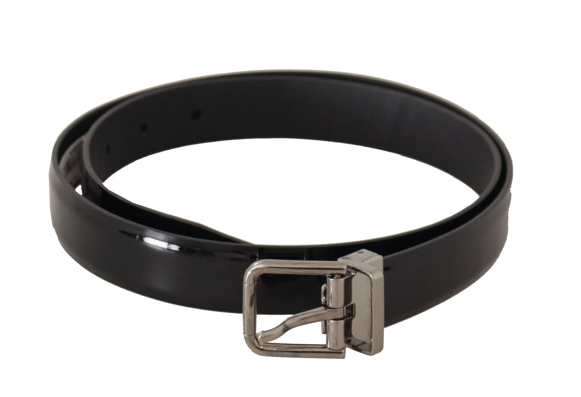 Dolce & Gabbana Elegant Black Leather Belt with Metal Buckle - 85 cm / 34 Inches