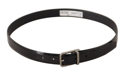 Dolce & Gabbana Elegant Black Leather Belt with Metal Buckle - 85 cm / 34 Inches