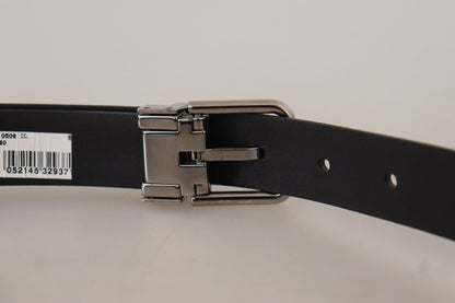 Dolce & Gabbana Elegant Black Leather Belt with Metal Buckle - 85 cm / 34 Inches