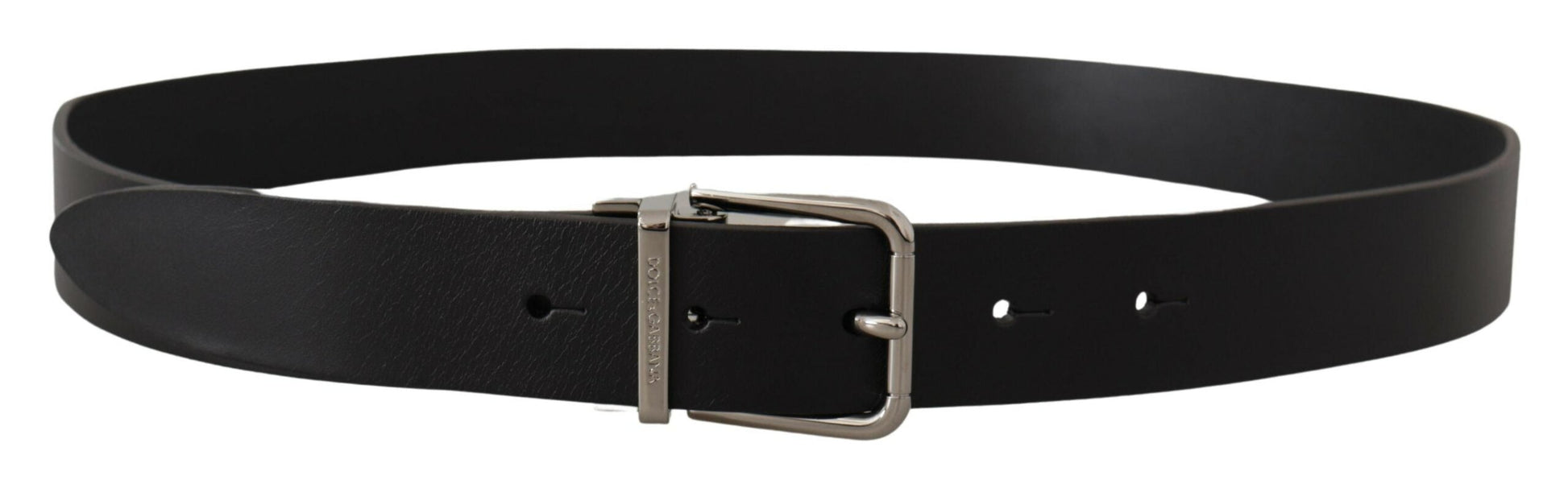 Dolce & Gabbana Elegant Black Leather Belt with Metal Buckle - 85 cm / 34 Inches