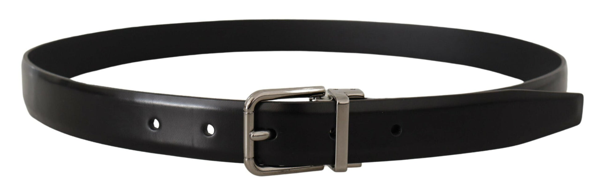 Dolce & Gabbana Elegant Black Leather Belt with Metal Buckle - 85 cm / 34 Inches