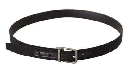 Dolce & Gabbana Elegant Black Leather Belt with Metal Buckle - 85 cm / 34 Inches