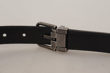 Dolce & Gabbana Elegant Black Leather Belt with Metal Buckle - 85 cm / 34 Inches